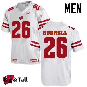 Men's Wisconsin Badgers NCAA #26 Eric Burrell White Authentic Under Armour Big & Tall Stitched College Football Jersey BZ31B80LC